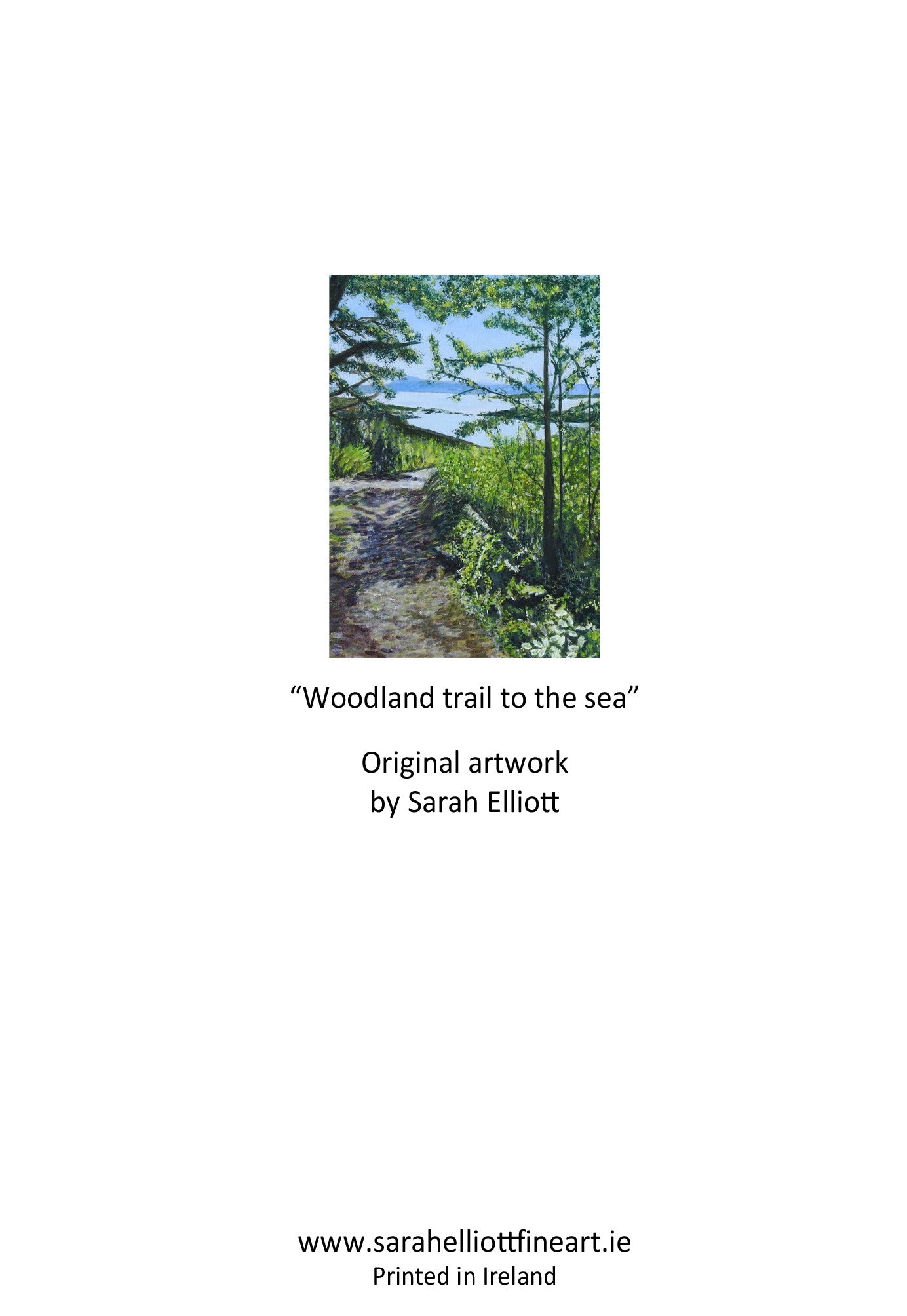 'Woodland trail to the sea' Irish Landscape Greeting Card