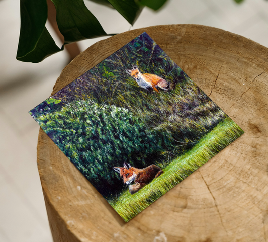 'Where she once lay' Foxes Greeting Card