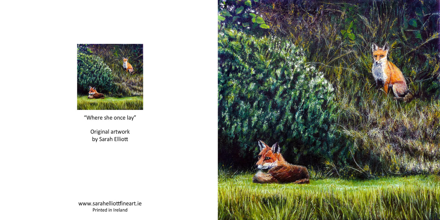 'Where she once lay' Foxes Greeting Card